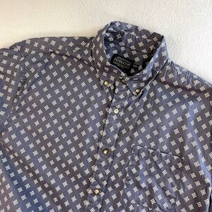 Pendleton Blue Button-Down Shirt with White Diamond Print